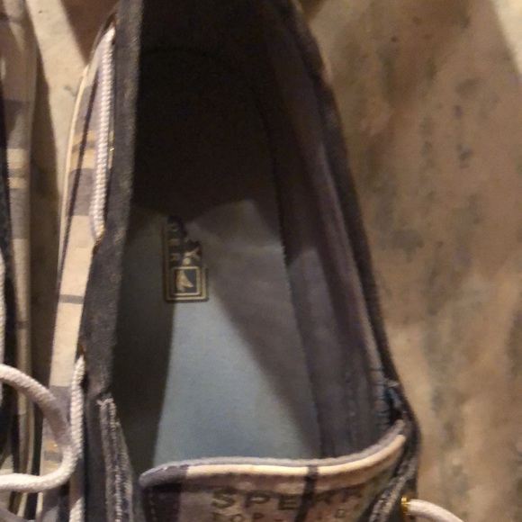 Sperry Topsiders tartan blue/white/gold good used condition 8M women’s - Picture 7 of 10